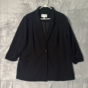Elizabeth and James Black Single Button Ruched Sleeve Blazer Size XL